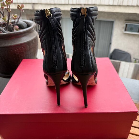 Jerome C. Rousseau Black Leather Cutout High Heel Sandals Size 36/5.5 Made In It - Picture 6 of 10